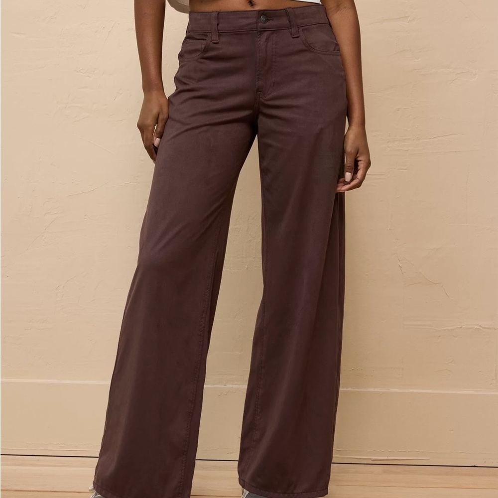 American Eagle Outfitters Dreamy Drape Sueded High-Waisted Baggy Wide-Leg Pant